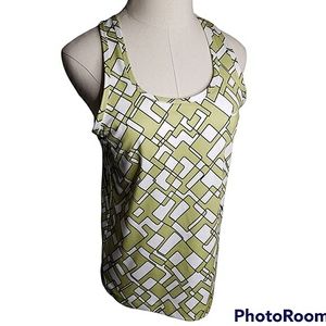 Nike Athletic Sports Tank Built In Shelf Bra Racer Back Geometric Gym PickleBall